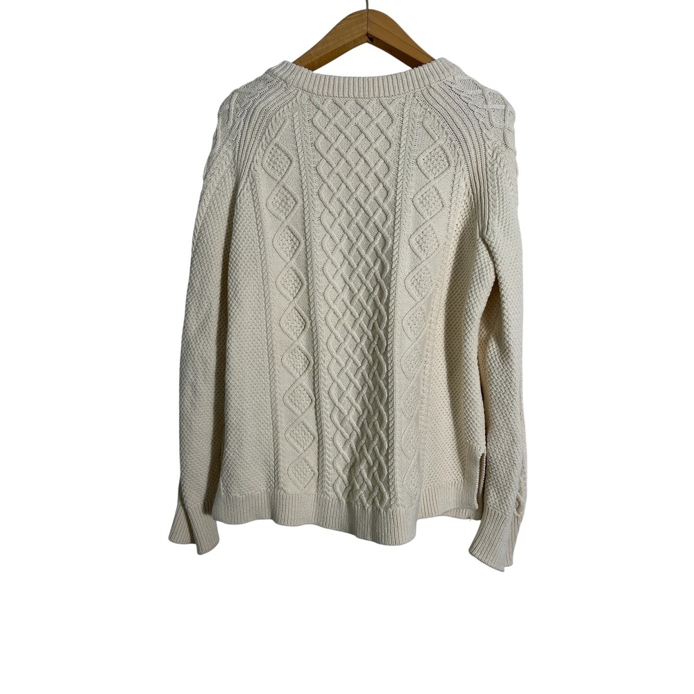 J. CREW Cotton Cable Knit Crewneck Fisherman Sweater BM302 - Picture 5 of 12
